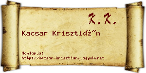 Kacsar Krisztián névjegykártya